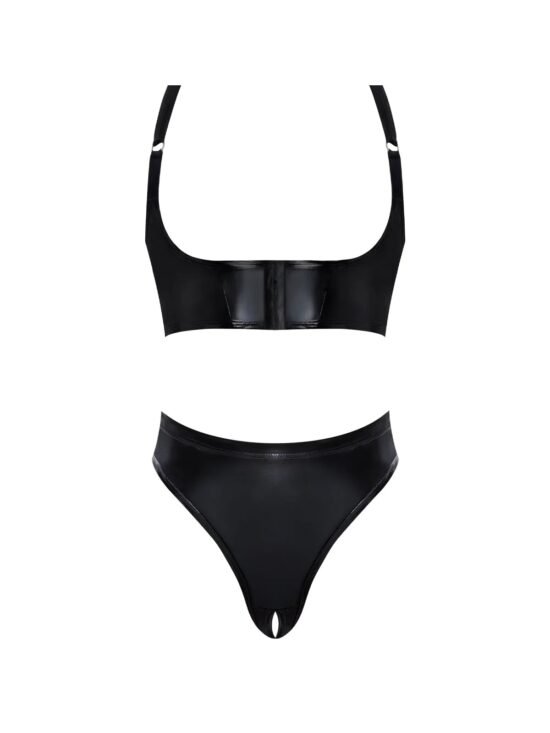 Magic Silk Hard Candy Underbust Harness & High Leg Split Crotch Thong Black