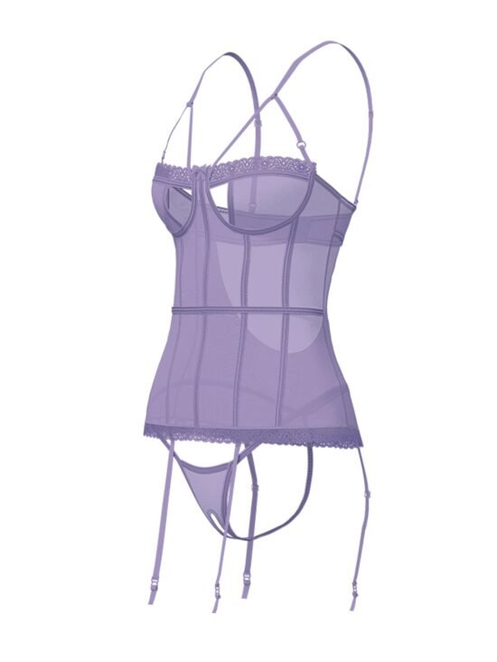 Magic Silk Sheer Passion Keyhole Basque & Crotchless G-String Veri Peri