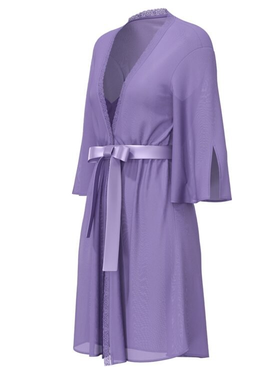 Magic Silk Sheer Passion Flutter Sleeve Robe Purple