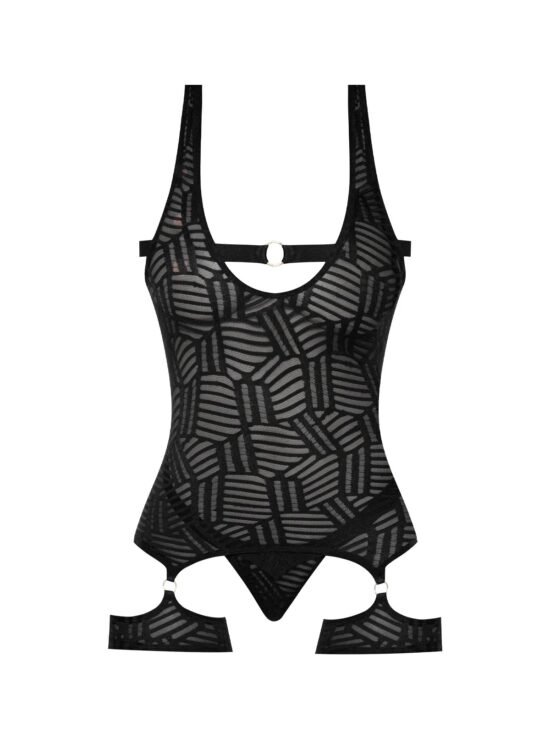 Magic Silk Rude Awakening Stirrup Chemise & Split Crotch Panty Set Black