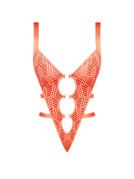 Magic Silk Rude Awakening Strappy Teddy Neon Orange