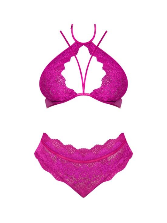 Magic Silk Berrylicious Halter & Lace Up Panty Set Raspberry