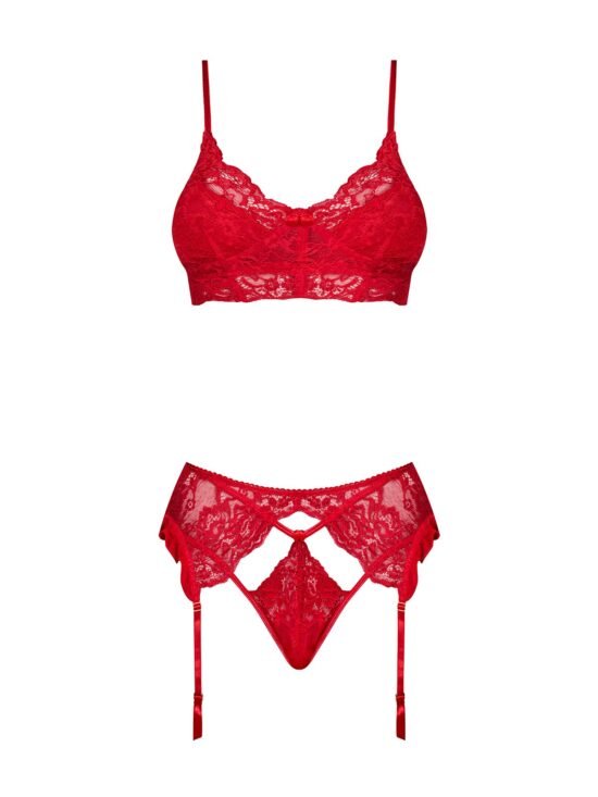 Magic Silk Sugar High Bra, Garter & Panty Set Red