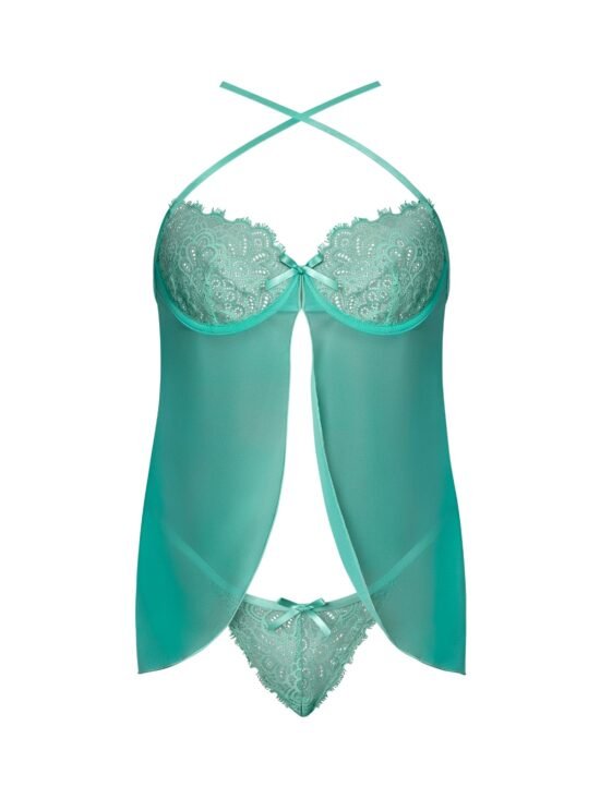 Magic Silk Caribbean Crush Flutter Babydoll & Thong Set Aqua Glow