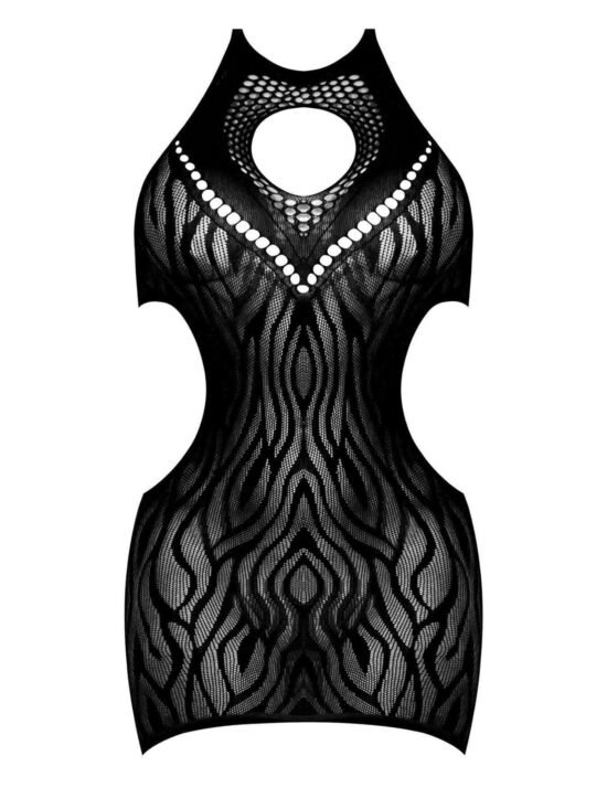 Magic Silk Love & Bondage Keyhole Halter Mini Dress 2-Piece Set Black