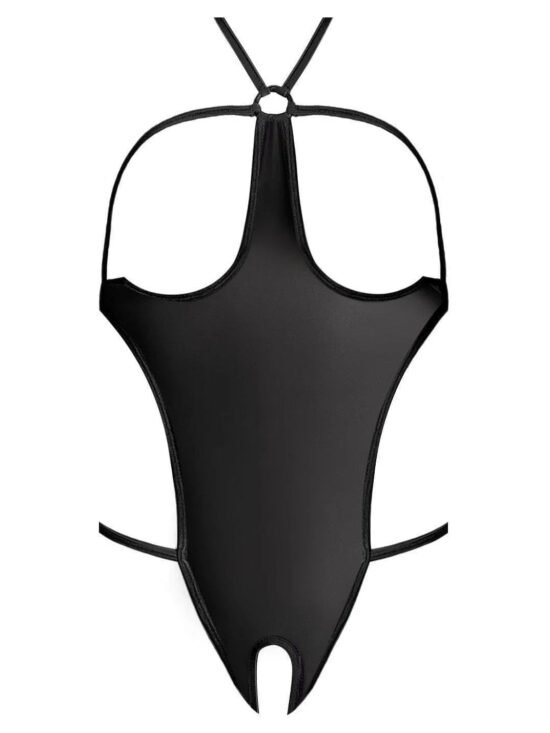 Magic Silk Sheer Mesh Cupless and Crotchless Teddy Black