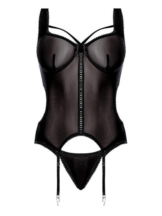 Magic Silk Sheer Mesh Merry Widow & G-String Black