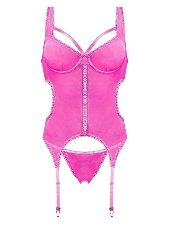 Magic Silk Sheer Mesh Merry Widow & G-String Pink