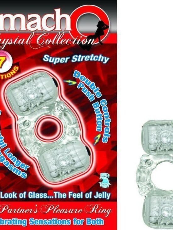 Macho Crystal Collection Partners Vibrating Pleasure Ring Clear