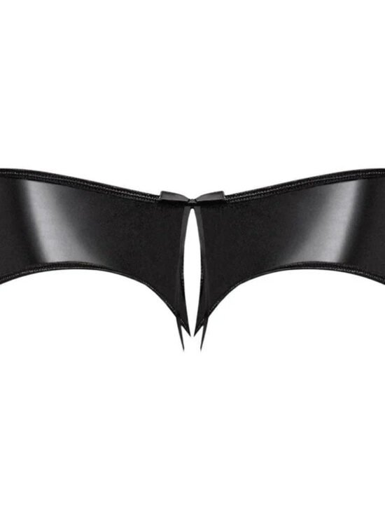 Magic Silk Love & Bondage Liquid Oynx Split Back Crotchless Short & 2-Piece Set Black