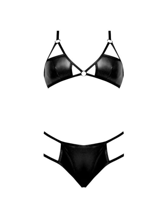 Magic Silk Matte Onyx Bra & Crotchless Panty Black