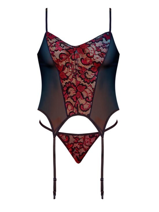 Magic Silk Sexy Time Merry Widow & G-String Black