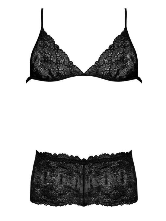 Magic Silk Sexy Time Triangle Bra & Cheeky Short Set Black