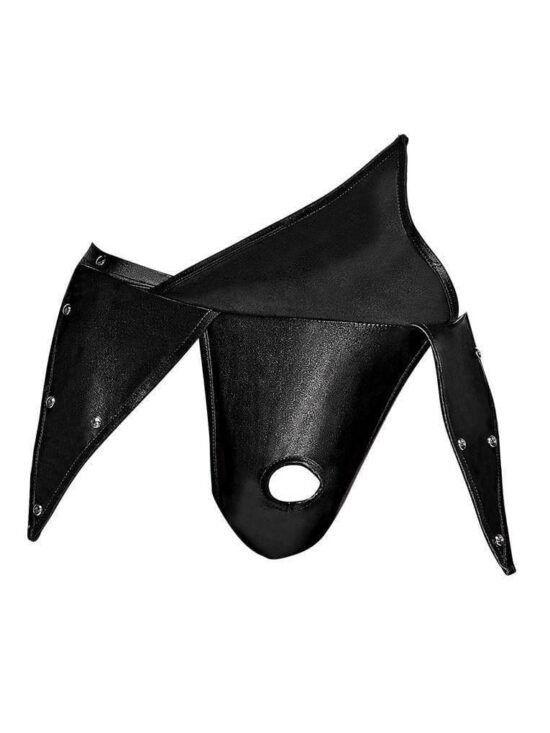 Male Power Gladiator Kilt Cutout Peephole Thong Black