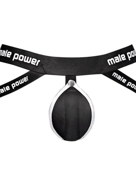 Male Power Padded Pouch with Easy Access Penis Cutout Jock Black