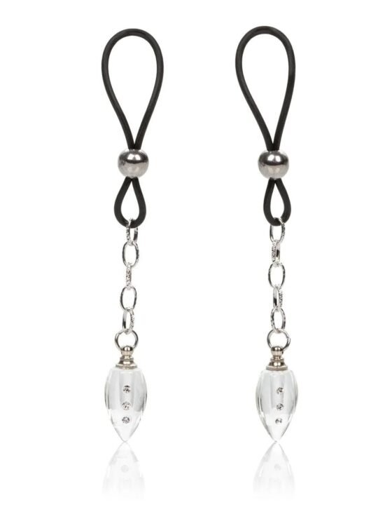 Nipple Play Non Piercing Nipple Jewelry Crystal Teardrop with Adjustable Slip Cinch