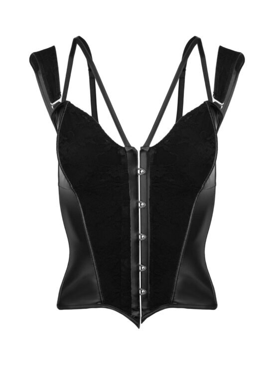 Noir Handmade Corset with Lace and Powerwetlook