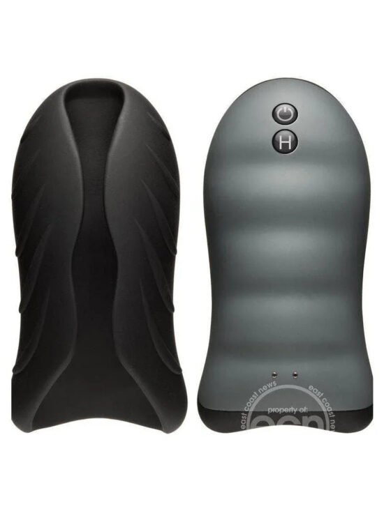 OptiMale Secondskyn Silicone Warming Stroker Vibrating USB Rechargeable Black 5.5 Inch