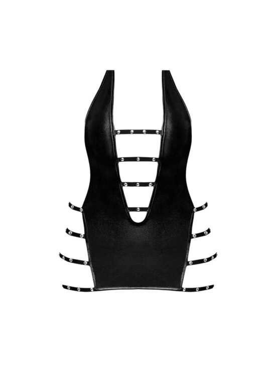 Magic Silk Lust Fetish Portia Leather Look Mini Dress Black