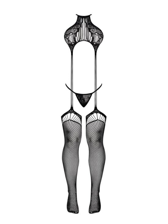 Magic Silk Seamless Gartered Bodysuit & G-String Black OS
