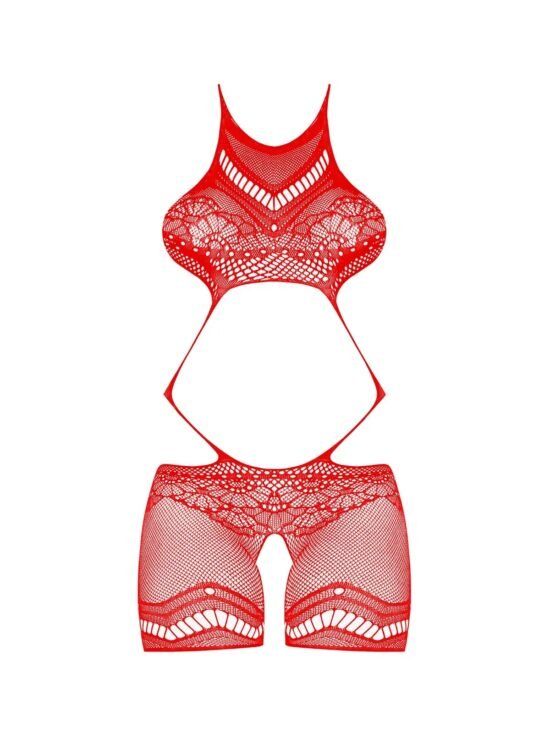 Magic Silk Seamless Crotchless Romper Red One Size