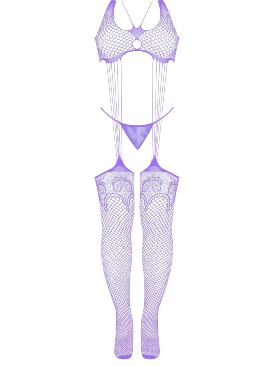 Magic Silk Seamless Bodystocking & G-String Panty Set Lavender One Size