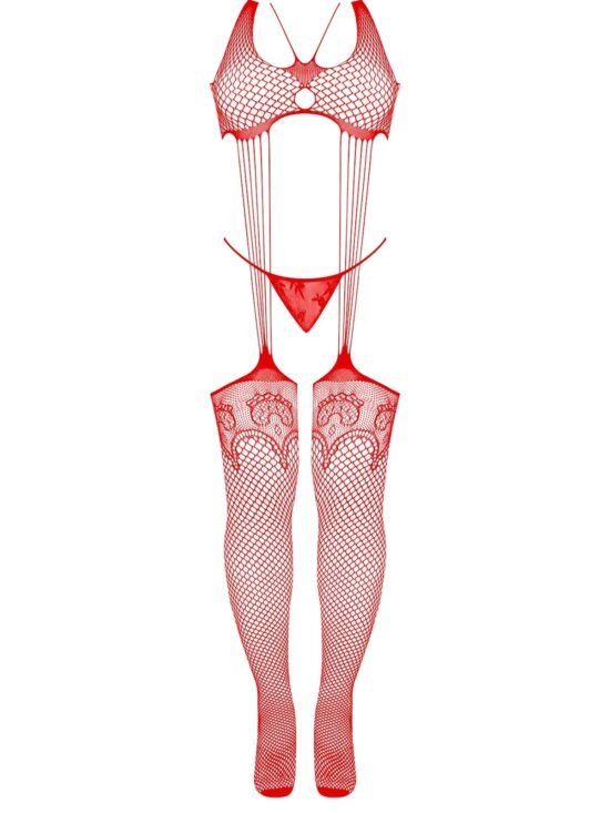 Magic Silk Seamless Bodystocking & G-String Panty Set Red One Size