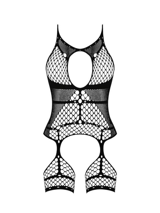 Magic Silk Seamless Halter Merrywidow with Thigh Cuffs Black OS