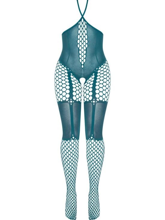 Magic Silk Seamless Cupless & Crotchless Catsuit Teal OS