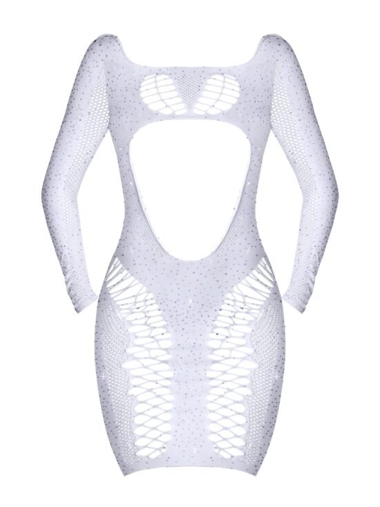 Magic Silk Seamless Long Sleeve Above the Knee Dress White O/S