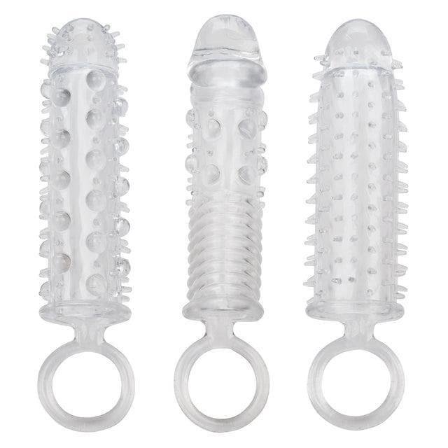 3 Piece Textured Extension Set Penis Sleeves Clear