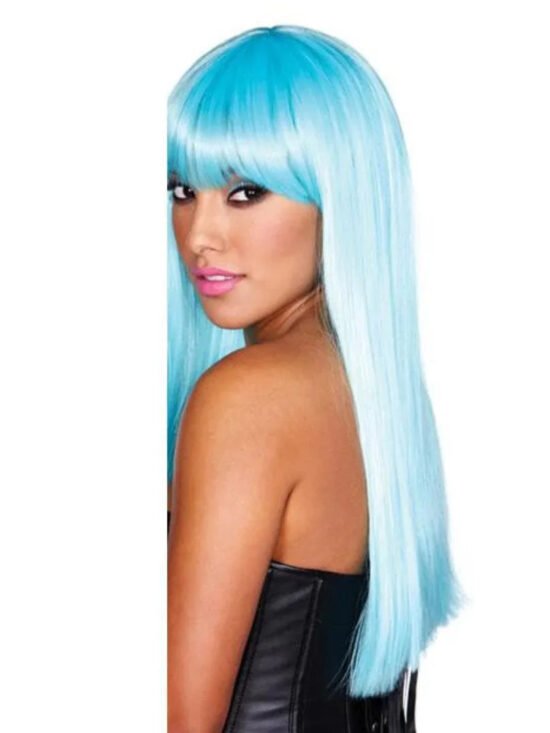 Pleasure Wigs Star Long Straight Banged Hair Wig Blue