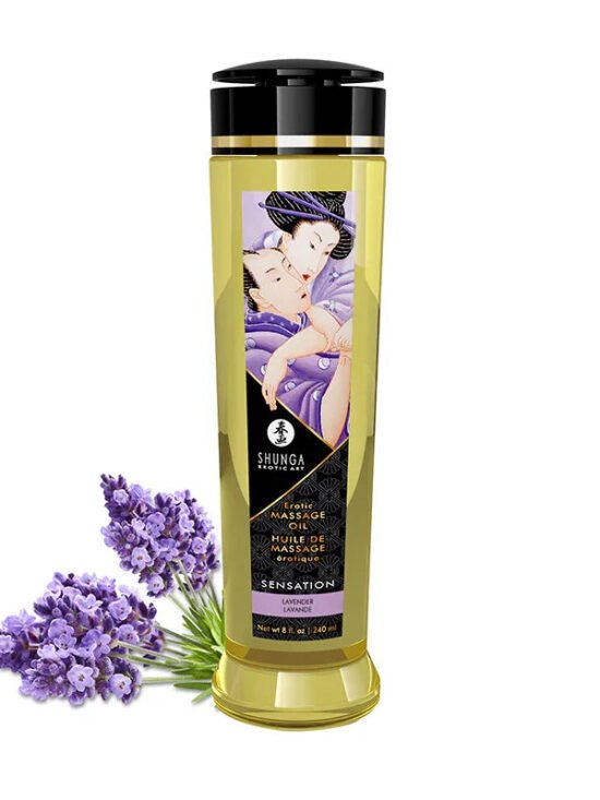 Shunga Erotic Massage Oil Sensations Lavender 8 Oz