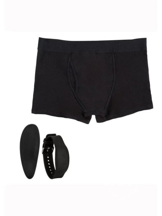 Silicone Rechargeable Boxer Brief Panty 3 pc Vibrator With Remote Control