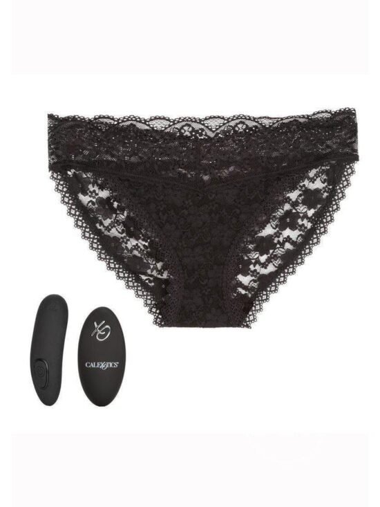 Silicone Rechargeable Lace Panty 3 Piece Vibrator With Remote Control Black