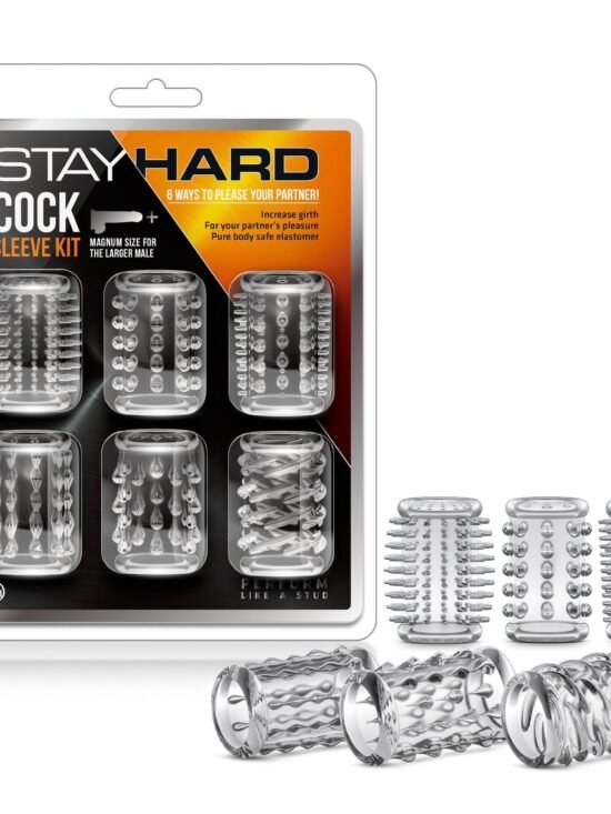 Stay Hard Male Enlargement Penis Girth Enhancement 6 Sleeve Pack Multi Textures Clear