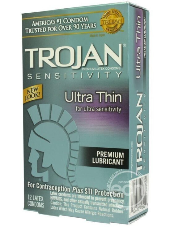 Trojan Condom Sensitivity Ultra Thin Lubricated 12 Pack