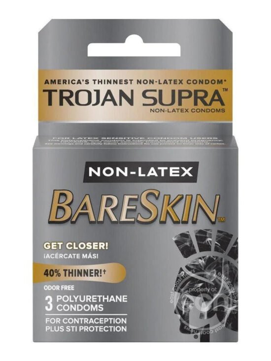 Trojan Condom Supra Microsheer Non Latex Lubricated 3 Pack