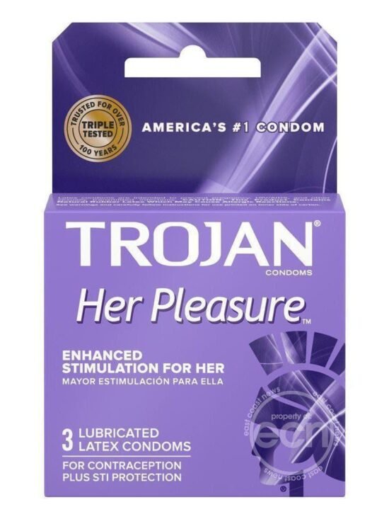 Trojan Her Pleasure Sensations Condom Lubricated 3 Pack