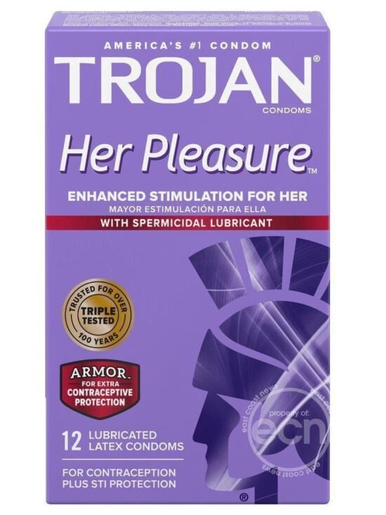 Trojan Her Pleasure Sensations Condom Spermicidal Lubricant 12 Pack