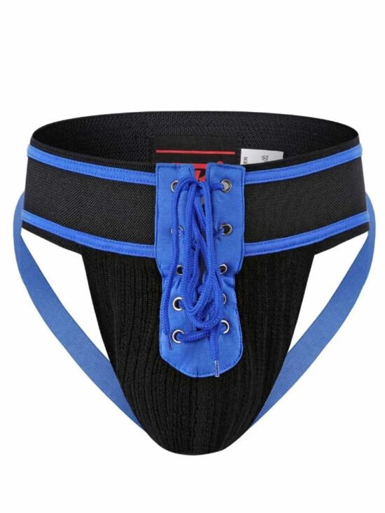 Male Basics Mob Fetish Football Front Lace Tie Jockstrap Royal Blue