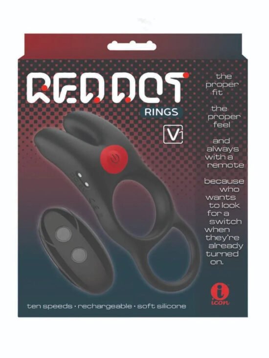 Massive Red Dot Remote Control Penis Ring V1 Black