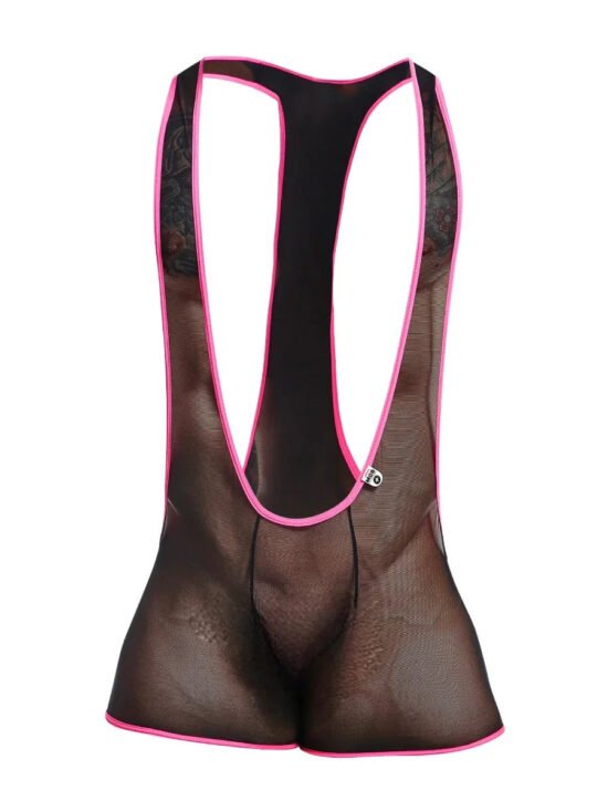 Male Basics MOB Men's Singlet Black Hot Pink Mesh