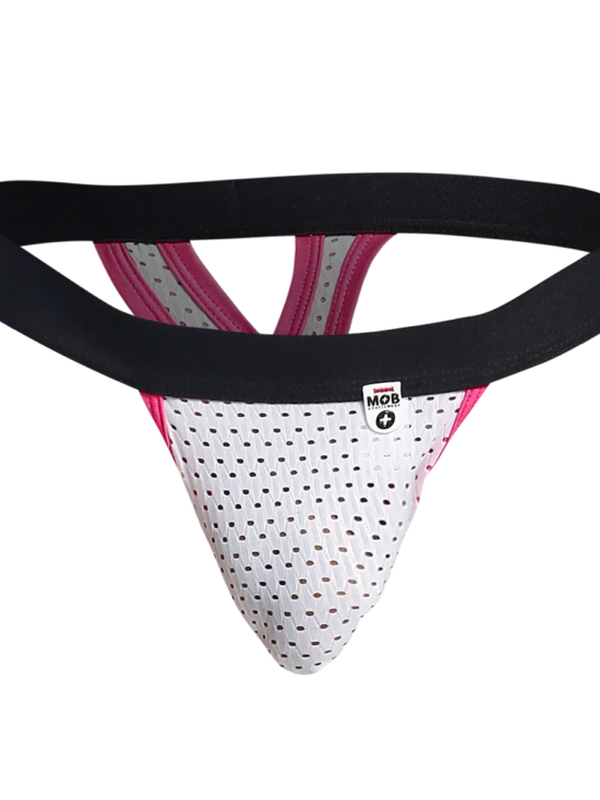 Male Basics MOB Men's Mesh Y Thong White Pink
