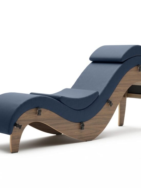 Liberator Supervio Premier Ultraleather Sex Chaise with Walnut Frame and Cuff Kit Restraints