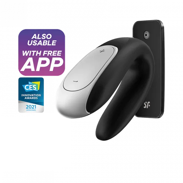 Satisfyer Double Fun Silicone Rechargeable App Enabled Couples Dual Vibrator with Remote Control