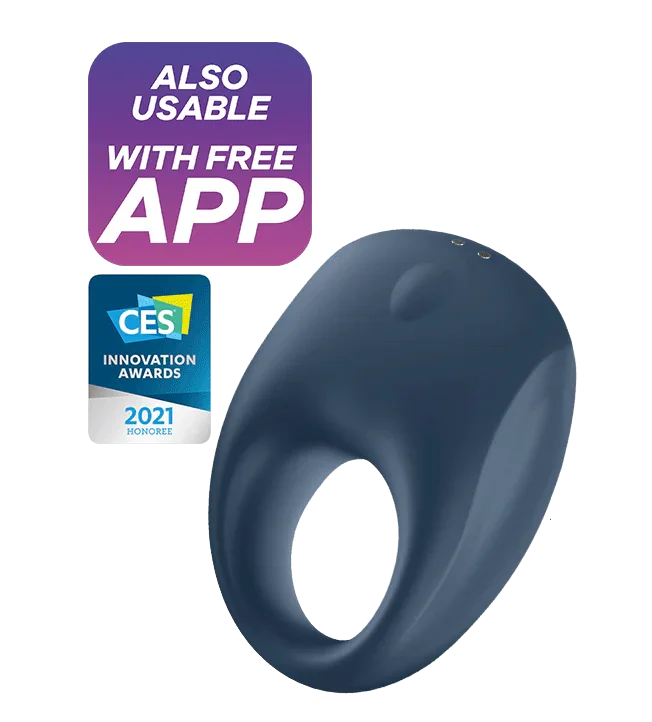 Satisfyer Strong One Rechargeable Silicone Couple's App Enabled Vibrating Penis Ring Blue