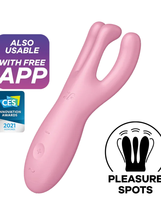 Satisfyer Threesome 4 Rechargeable Silicone App Enabled Clit & Labia 12 Level Vibrator