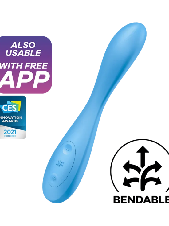Satisfyer G-Spot Flex 4+ Rechargeable Silicone App Enabled Classic or Rabbit Style Vibrator Blue